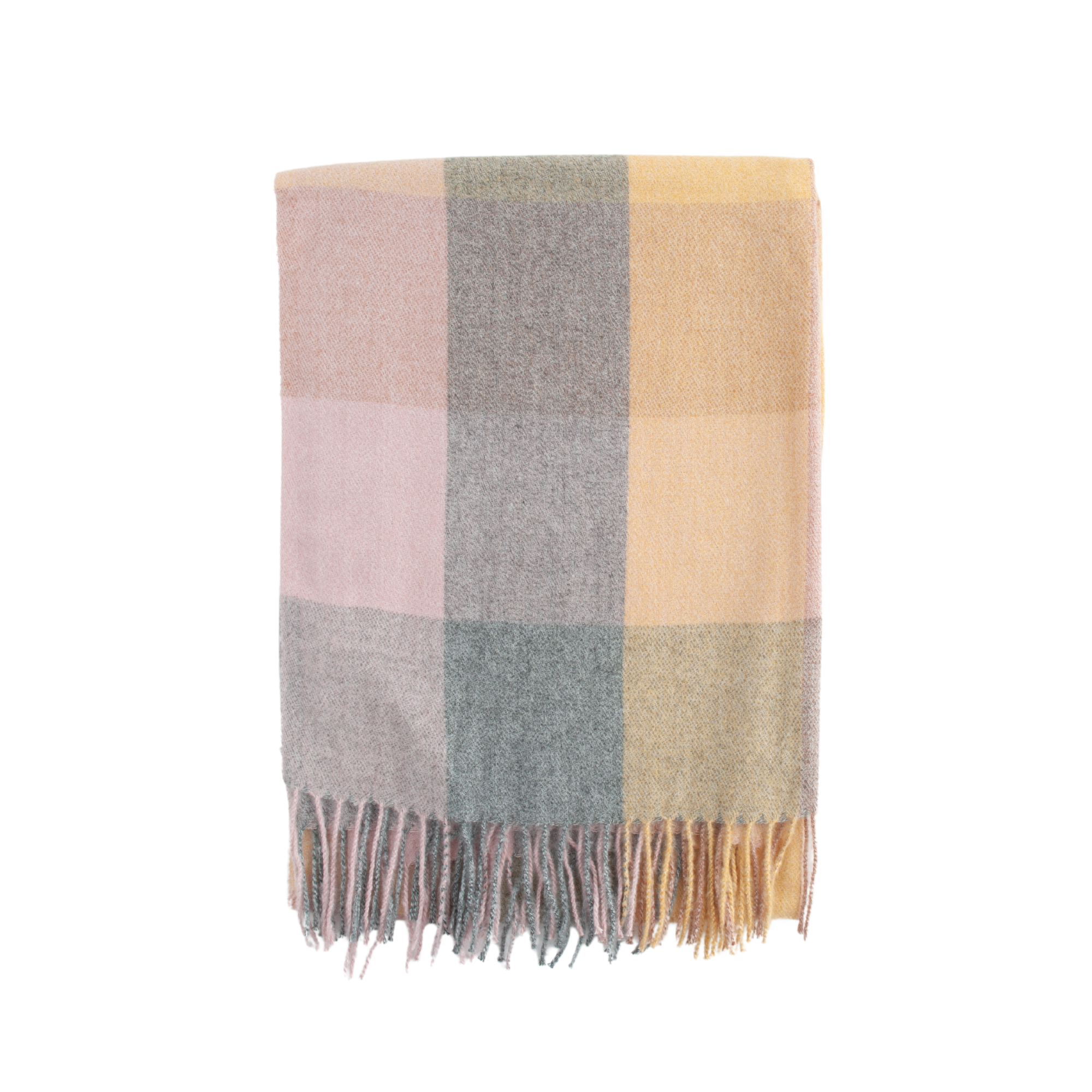 Winter Checked Scarf - Pink/Grey